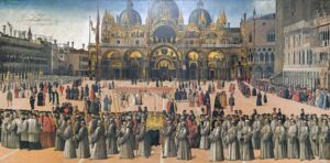 Gentile Bellini, Procession in St. Mark's Square, 1490s Oil on canvas, 12 ft x 24.4 ft Gallerie dell'Accademia, Venice