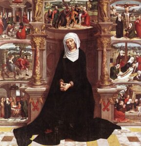 Adriaen Isenbrandt, Our Lady of the Seven Sorrows, 1520 Oil on panel, 56.6 x 56.2 in Church of Our Lady, Bruges, Belgium