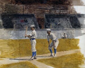 Thomas Eakins, Baseball Players Practicing, 1875 Watercolor over charcoal on paper, 10 5/8 x 7 15/16 in Rhode Island School of Design