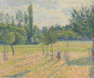 Camille Pissarro, Late Afternoon in our Meadow, 1887 Oil on canvas, 21.2 x 25.5 in National Gallery, London