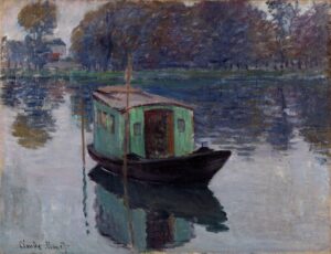 Claude Monet, The Studio Boat, 1874 Oil on canvas, 19.6 x 25.1 in Kröller-Müller Museum, Otterlo, Netherlands