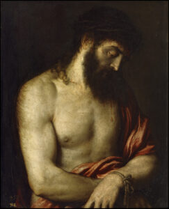 #ImaginaryMuseum Titian, Italian painter, c. 1477/88/90 – August 27, 1576 Ecce Homo, 1547 Oil on slate, 27.1 x 22 in Museo del Prado, Madrid