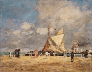 Eugene_Louis_Boudin_-_On_the_Pier_Deauville_1889_-_(MeisterDrucke-833104) Eugène Boudin, Deauville, on the Jetty, 1889 Oil on canvas, 13 x 16.5 in Private Collection