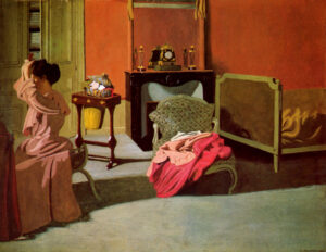 Félix Vallotton, Woman Doing Her Hair, 1900 Oil on cardboard, 23.9 x 31.6 in Musée d'Orsay, Paris