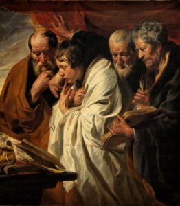 Jacob Jordaens, The Four Evangelists, between circa 1625 and circa 1630 Oil on canvas, 52.7 × 46.4 in Louvre Museum, Paris
