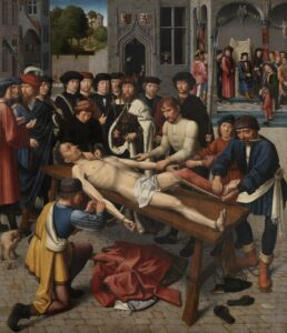 Gerard David, Judgement of Cambyses: The skinning of Sisamnes, 1498 Oil on panel, 79.5 x 68 in Groeningemuseum, Bruges, Belgium