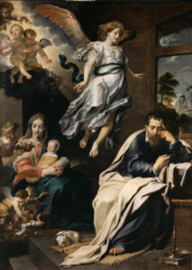 Gerard Seghers, The Dream of Saint Joseph, between circa 1626 and circa 1633 Oil on canvas, 108.8 x 78.1 in Museum of the Fine Arts, Ghent, Belgium