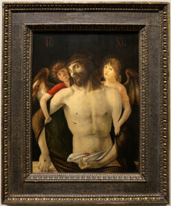 Giovanni Bellini, The Dead Christ supported by Two Angels, about 1465-70 Oil on wood, 37.4 x 28.2 National Gallery, London