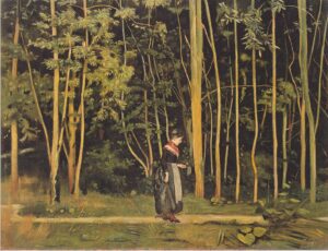 Hodler_-_Spaziergängerin_am_Waldrand_-_1885 Ferdinand Hodler, Walking at the Forest Edge, 1885 Oil on canvas, 28.3 x 37.7 in