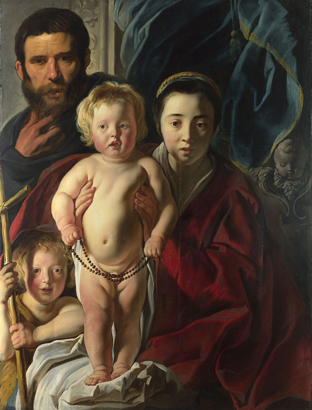 Jacob Jordaens, The Holy Family and Saint John the Baptist, between 1620 and 1625 Oil on panel, 48.4 x 36.9 in National Gallery, London