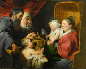 Jacob Jordaens, The Madonna and Child with Saint John the Baptist as a Child with his Parents, between 1617 and 1618 Oil on canvas, 45.9 x 56.7 in North Carolina Museum of Art, Raleigh, North Carolina
