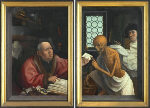 Jan Provost, Death and the Miser, first half of 16th century Oil on oak wood, 47.2 x 31.1 in Groeningemuseum, Bruges, Belgium