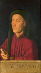 Jan van Eyck, Portrait of a Man, 1432 Oil on panel, 13.5 x 7.4 in National Gallery, London