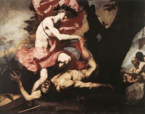 Jusepe de Ribera, Apollo Flaying Marsyas, 1637 Oil on canvas, 79.5 x 100.3 in Royal Museums of Fine Arts of Belgium, Brussels