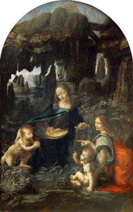 Leonardo da Vinci, Virgin of the Rocks, between 1483 and 1486 Oil on canvas, 78.3 x 48 in Louvre Museum, Paris