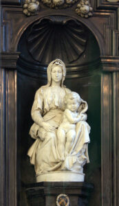 Michelangelo, Madonna and Child Marble sculpture, 78.7 in Church of Our Lady, Bruges, Belgium