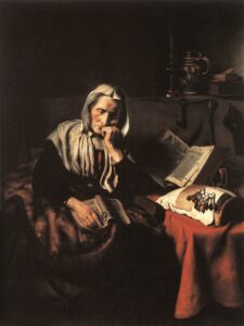 Nicolaes Maes, Old Woman Sleeping with a Book in her Lap, circa 1656 Oil on canvas, 53.1 x 41.3 in Royal Museums of Fine Arts of Belgium, Brussels