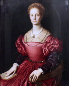 Bronzino, Portrait of Lucrezia Panciatichi, Oil on board, 40 x 33 in Uffizi Gallery, Florence