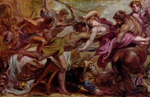Peter Paul Rubens, The Rape of Hippodamia, circa 1637-1638 Oil on panel, 10.2 x 15.7 in Royal Museums of Fine Arts of Belgium, Brussels