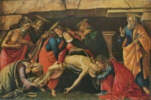 Lamentation over the Dead Christ, before 1492 Oil, tempera and plaster on poplar panel, 55.1 in x 81.4 in Alte Pinakothek, Munich