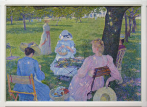 Théo van Rysselberghe, Family in an Orchard in Thuin, 1890 Oil on canvas, 45.4 x 64.3 in Kruller-Müller Museum, Otterlo, Netherlands
