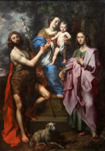 Theodoor van Loon, Virgin and Child between Saints John the Baptist and John the Evangelist Oil on canvas, 93.3 x 67.3 in Royal Museums of Fine Arts of Belgium, Brussels