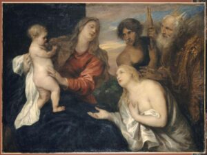 Sir Anthony van Dyck, The Madonna and Child with the Three Penitent Sinners Mary Magdalene, King David and the Prodigal Son, c 1627-1632 Oil on canvas, 46 x 61.8 in Louvre Museum, Paris