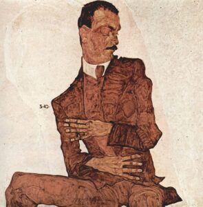 Egon Schiele, Portrait of Arthur Rössler, 1910 Oil on canvas, 39.2 × 39.2 in Vienna Museum