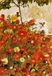 Egon Schiele, Field of Flowers, 1910 Chalk on paper Private Collection