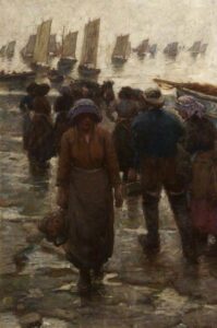 Laura Knight, The Fishing Fleet, c. 1900 Oil on Canvas, 48.4 x 33.1 in, Bolton Museum & Art Gallery, UK