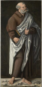 Lucas Cranach the Elder, Saint Peter, 16th century Oil on panel, 44.4 x 21.2 in Louvre Museum, Paris
