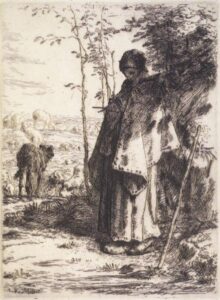 Jean-Francois Millet, The Large Shepherdess, c.1862 Etching, 12.6 x 9.4 in Brooklyn Museum, New York