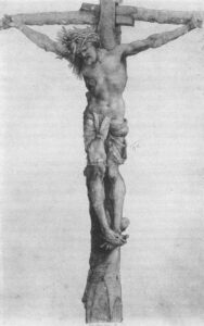 Matthias Grünewald, Crucifixion, 1501-02 Black chalk on brownish paper, heightened with white, 20.9 x 12.6 in Staatliche Kunsthalle, Karlsruhe