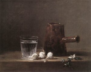 Jean Siméon Chardin, Water Glass and Jug, c. 1760 Oil on canvas, 12.8 x 16.1 in Museum of Art, Carnegie Institute, Pittsburgh
