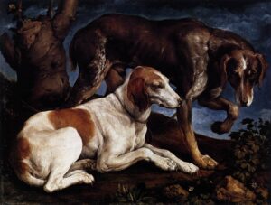Jacopo Bassano, Two Hounds, 1548-49 Oil on canvas, 24 x 31.5 in Musée du Louvre, Paris