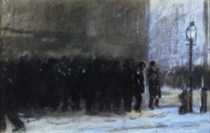 Everett Shinn, Fleishman's Bread Line,1900 Pastel and watercolour on paper, 8.5 x 13.5 in