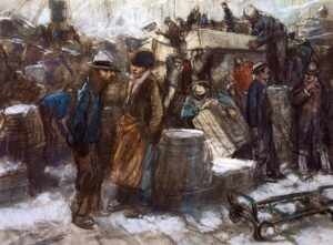 Everett Shinn, The Docks, New York City, 1901 Pastel on paper, 15.5 x 22 in