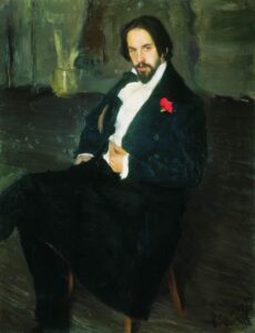 Boris Kustodiev , Portrait of Ivan Bilibin, 1901