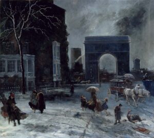 Everett Shinn, Washington Square, c1945 Oil on canvas 37.5 x 41.5 in
