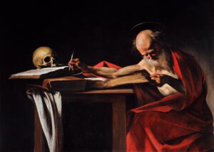 Caravaggio, Saint Jerome, between 1605 and 1606 Oil on canvas, 44 x 61.8 in Galleria Borghese, Rome