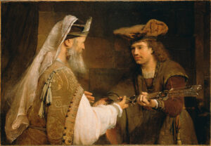 Aert de Gelder, Ahimelech Giving the Sword of Goliath to David, 1680s Oil on canvas, 36.1 x 52.1 in Getty Center, Los Angeles
