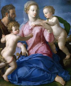 Bronzino, The Holy Family, between circa 1540 and circa 1550 Tempera on panel, 46 x 38.9 in Pushkin Museum of Fine Arts, Moscow