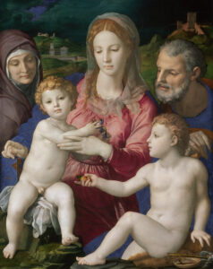 Bronzino, Holy Family with St. Anne and the Infant St. John, 1545 - 1546 Oil on wood, 49.92 x 39.96 in Kunsthistorisches Museum, Vienna