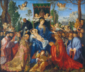 Albrecht Dürer, Feast of the Rosary, 1506 Oil on panel, 63.7 x 75.5 in National Gallery Prague