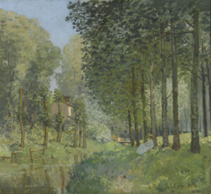 Alfred Sisley, Rest along the Stream. Edge of the Wood, 1878 Medium oil on canvas, 28.74 x 31.49 in Musée d'Orsay, Paris