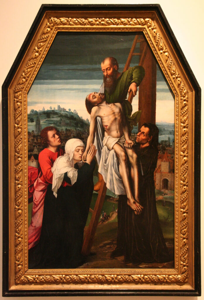 Ambrosius Benson, The Descent from the Cross, 1528 Oil on panel, 37.8 × 22 in Grand Curtius, Liège