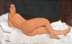Amedeo_Modigliani_014 Amedeo Modigliani, Reclining Nude (on the Left Side), 1917 Oil on canvas, 35 x 57.4 in Private collection