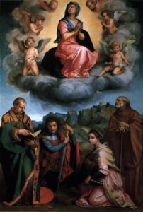 Andrea del Sarto, Assumption of the Virgin, 1530 Oil on panel, 10.1 ft x 80.7 in Galleria Palatina, Florence