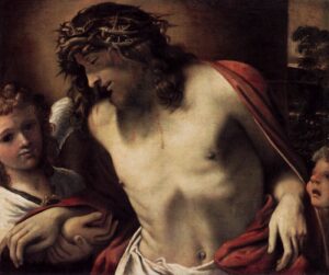 Annibale Carracci, Christ Wearing the Crown of Thorns, Supported by Angels, between 1585 and 1587 Oil on canvas, 33.4 x 39.3 in Gemäldegalerie Alte Meister, Dresden