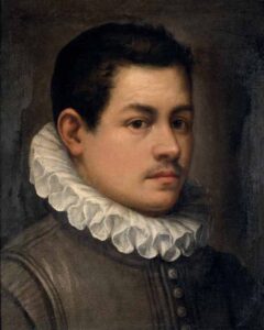 Annibale Carracci, Self-Portrait, circa 1580 Oil on canvas, 17.7 x 13.7 in Private collection